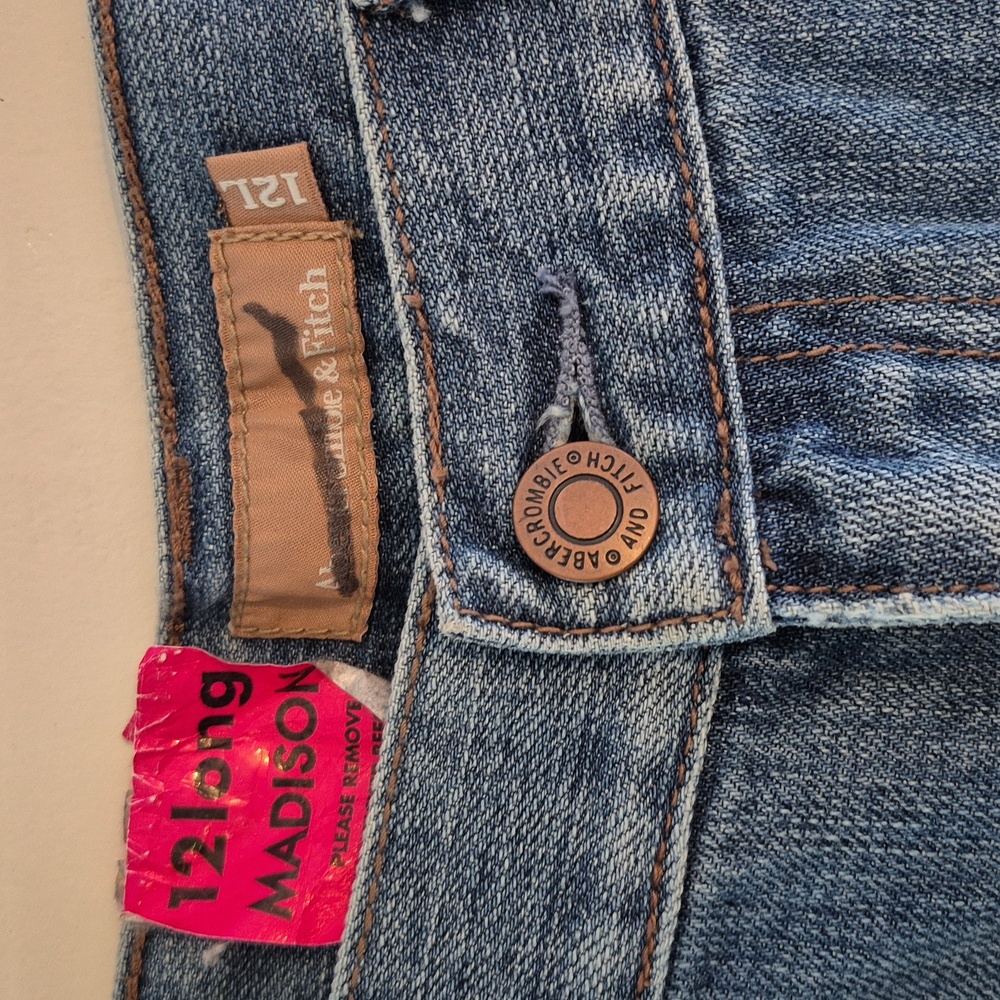 Vintage Y2k 90s Womens Abercrombie And Fitch Denim Jeans Madison Distressed 12L - Picture 2 of 11